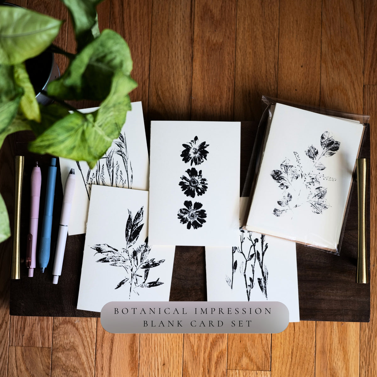 Set of 5 Botanical Greeting Cards | Minimalist Plant Art Prints
