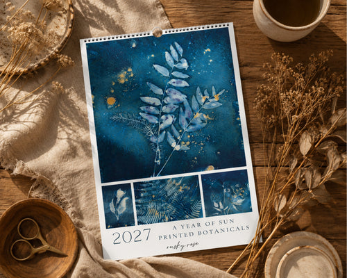 2027 Cyanotype Botanical Wall Calendar | Original Sun Printed Nature Art | 11x16.5 Hanging Calendar | Botanical Gift for Nature Lovers
