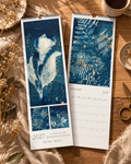 2027 Skinny Cyanotype Botanical Wall Calendar | Original Sun Printed Nature Art | 5.5x16.5 Hanging Calendar | Botanical Gift for Nature Lovers