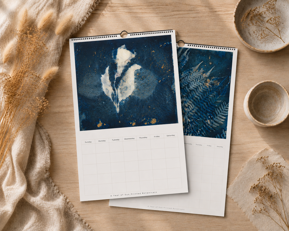 Undated Botanical Wall Calendar | Perpetual Monthly Calendar | Cyanotype Nature Calendar | Blank Monthly Planner | Botanical Wall Art Gift
