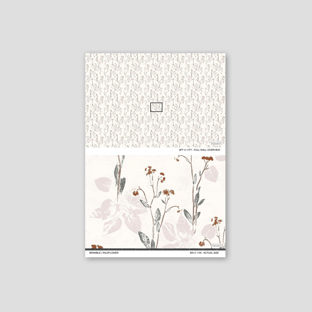 Bramble Wildflower wallpaper with floral motifs on cream background