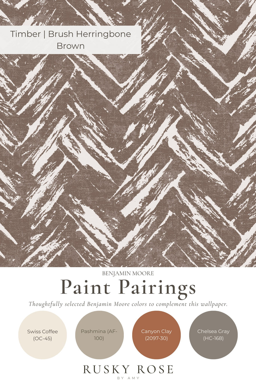 Brown brush herringbone chevron wallpaper with rustic texture.