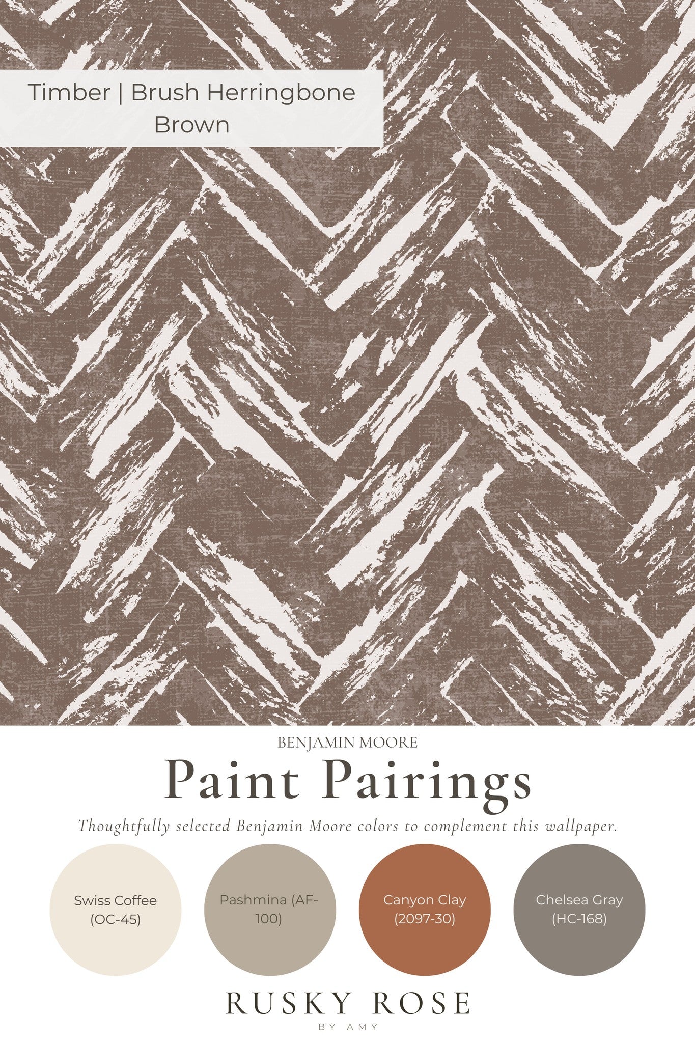 Brown brush herringbone chevron wallpaper with rustic texture.