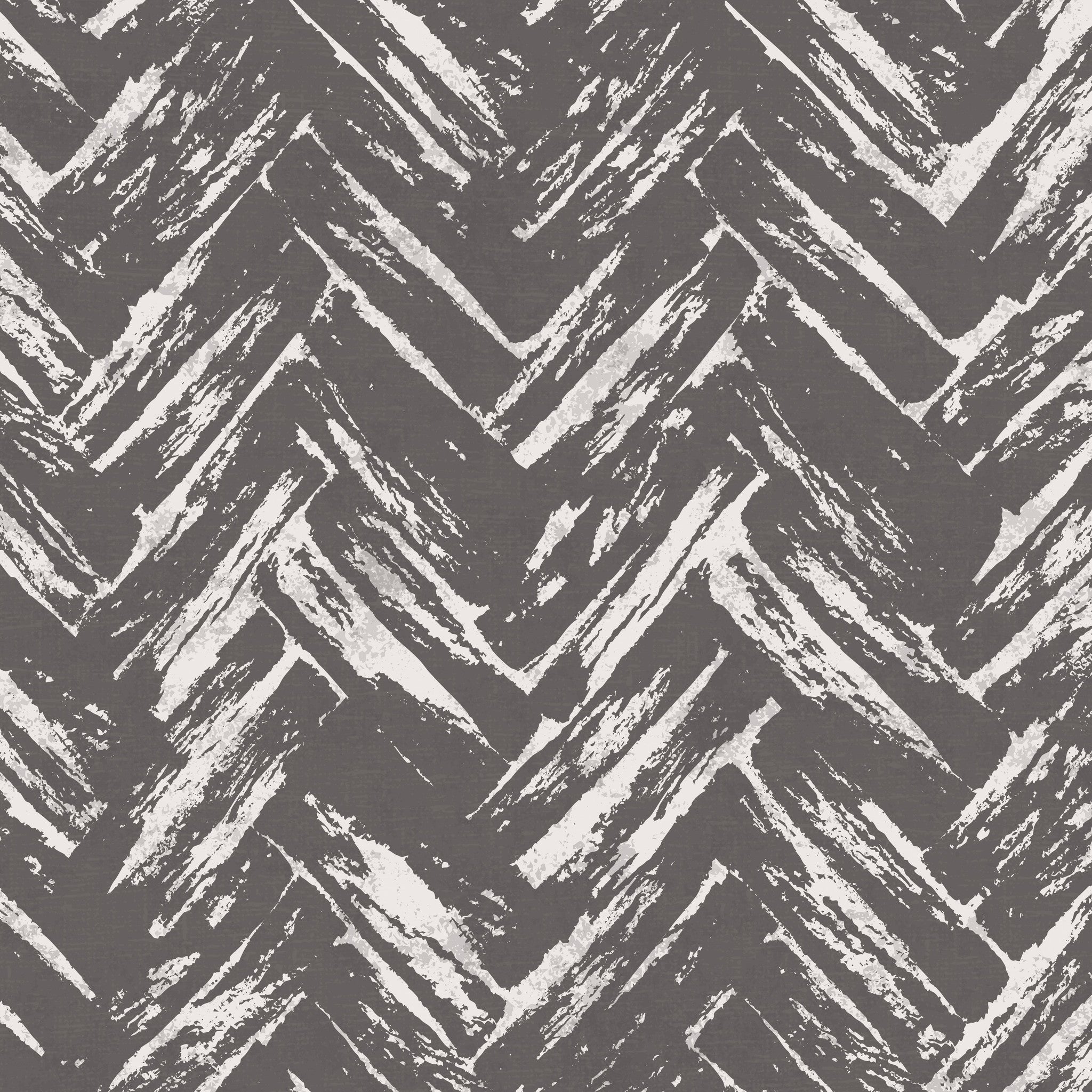 Chevron pattern wallpaper with bold brushstrokes in grey and white, modern style.