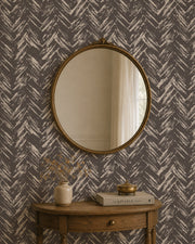 Timber | Brush Herringbone Charcoal on Cream
