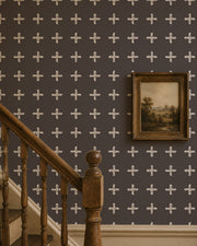 Cora | Painterly Cross Cream on Charcoal
