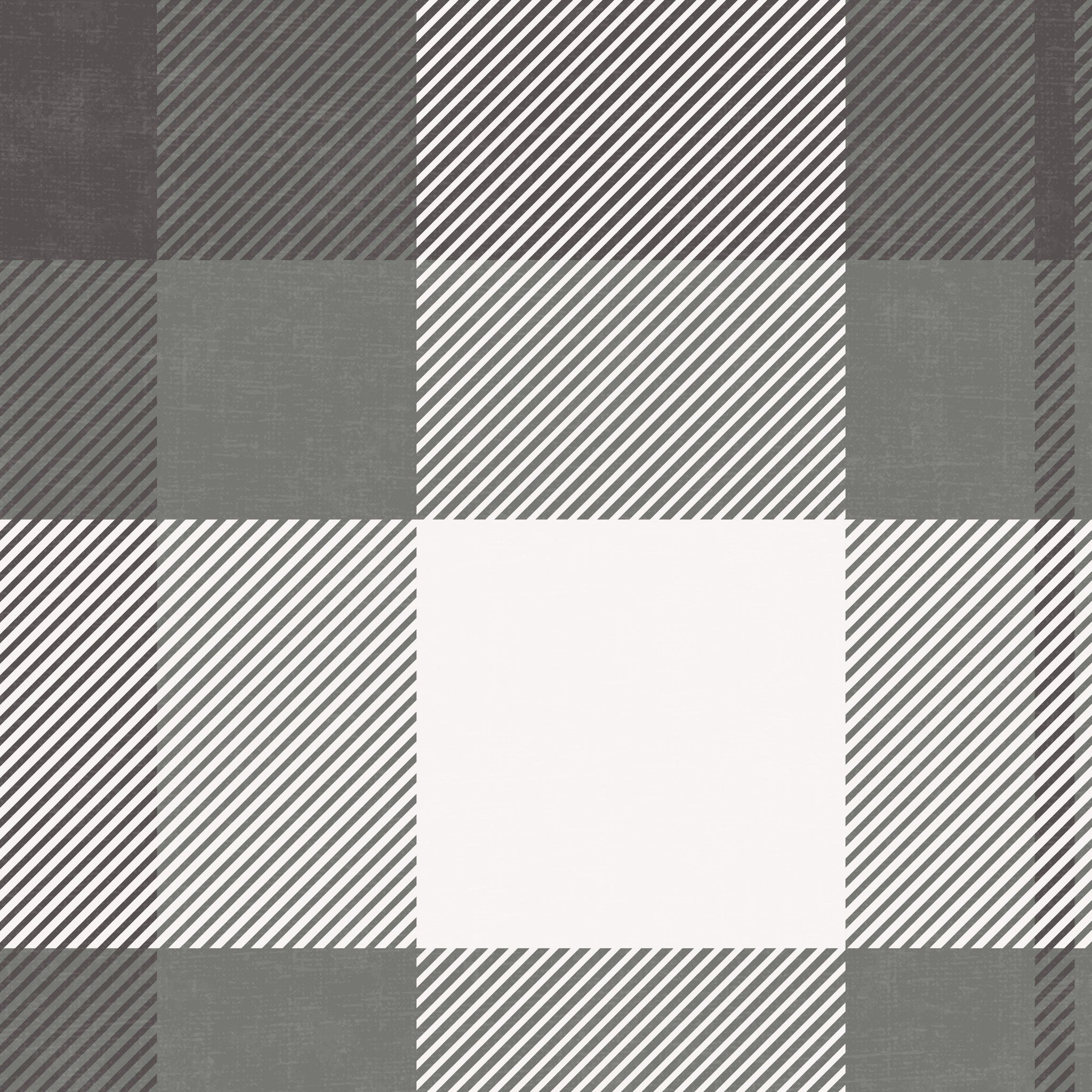 Green and charcoal plaid wallpaper with geometric precision and subtle white hues.