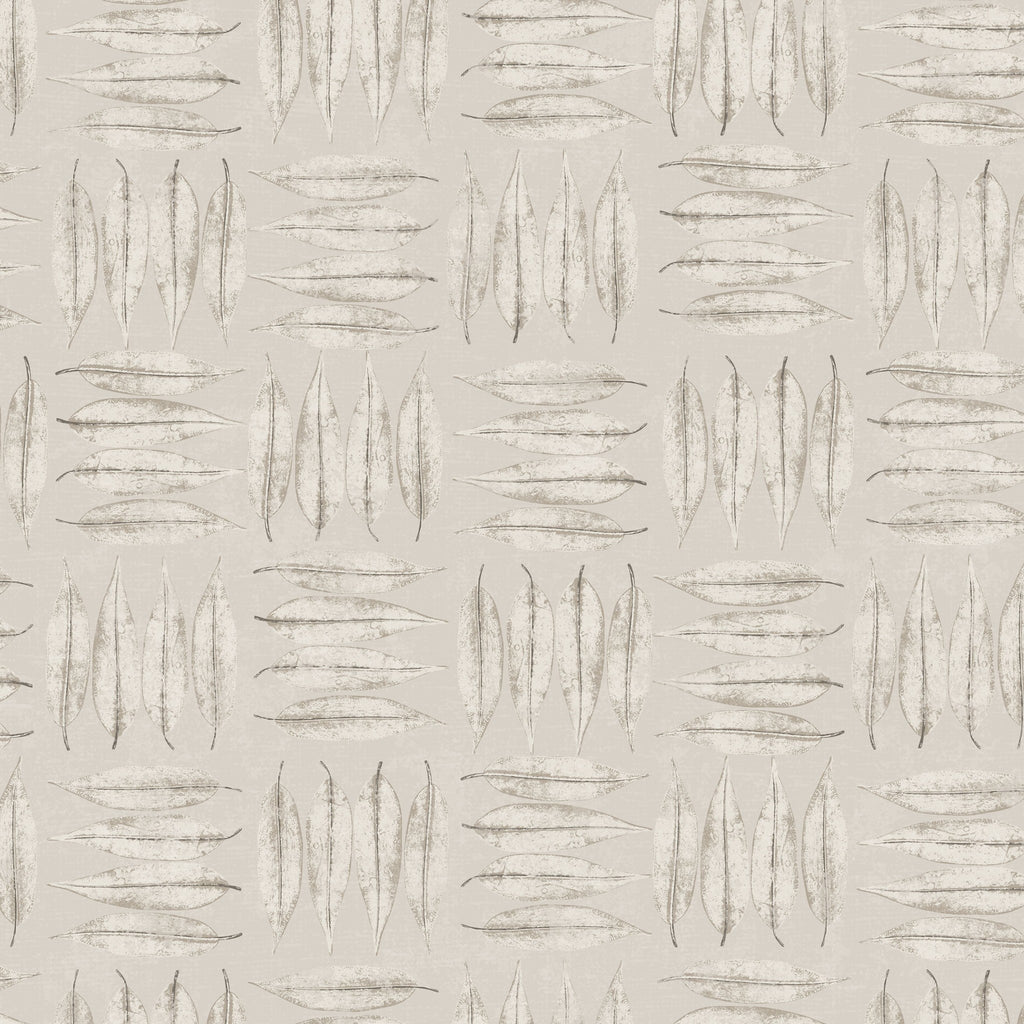 Hazel heritage leaves stone wallpaper with soft leaf pattern in neutral tones.