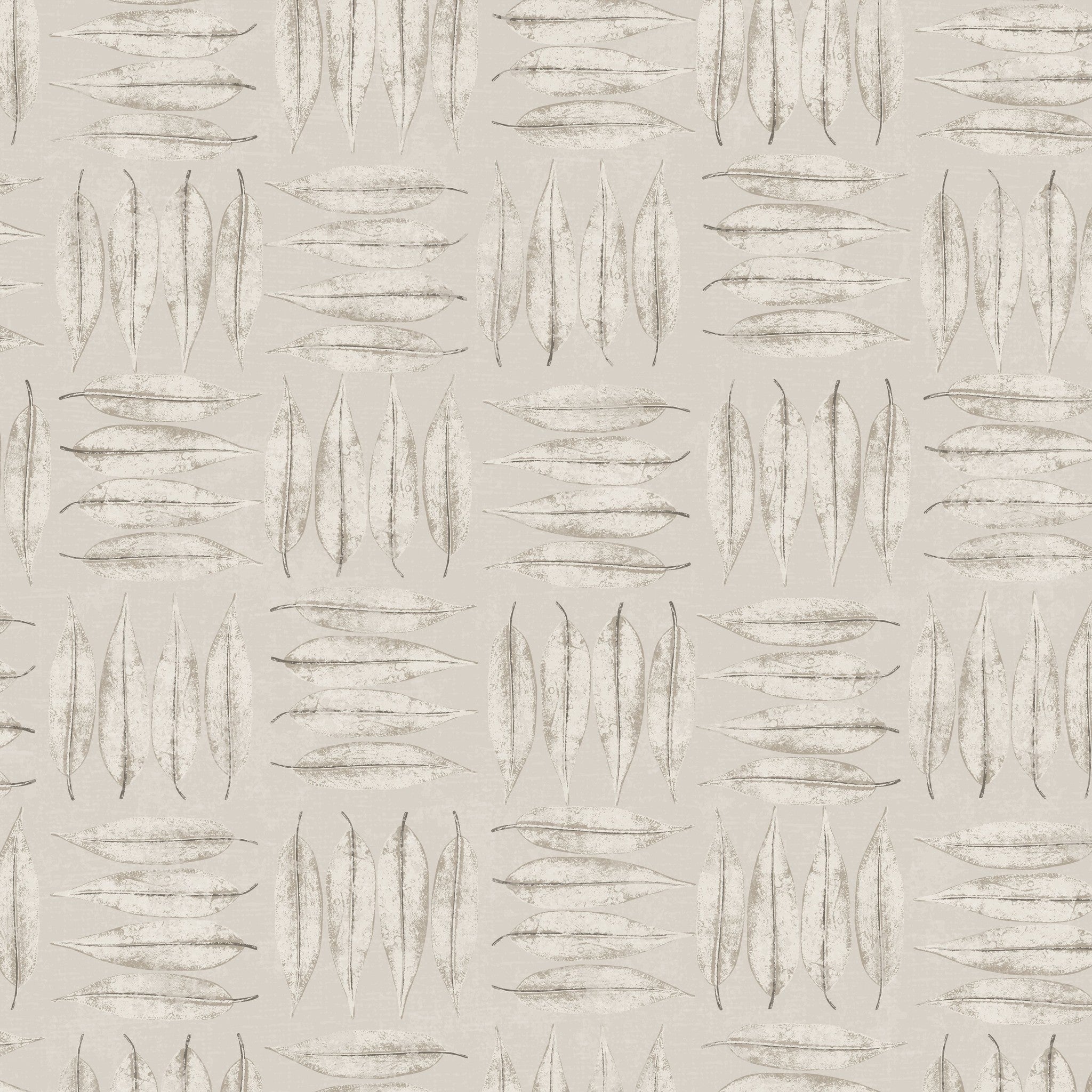 Hazel heritage leaves stone wallpaper with soft leaf pattern in neutral tones.