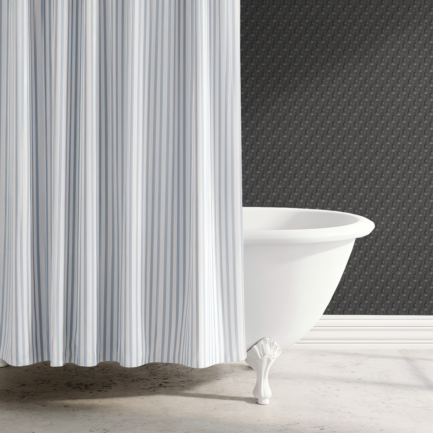 Slate wallpaper with delicate vines in elegant bathroom setting