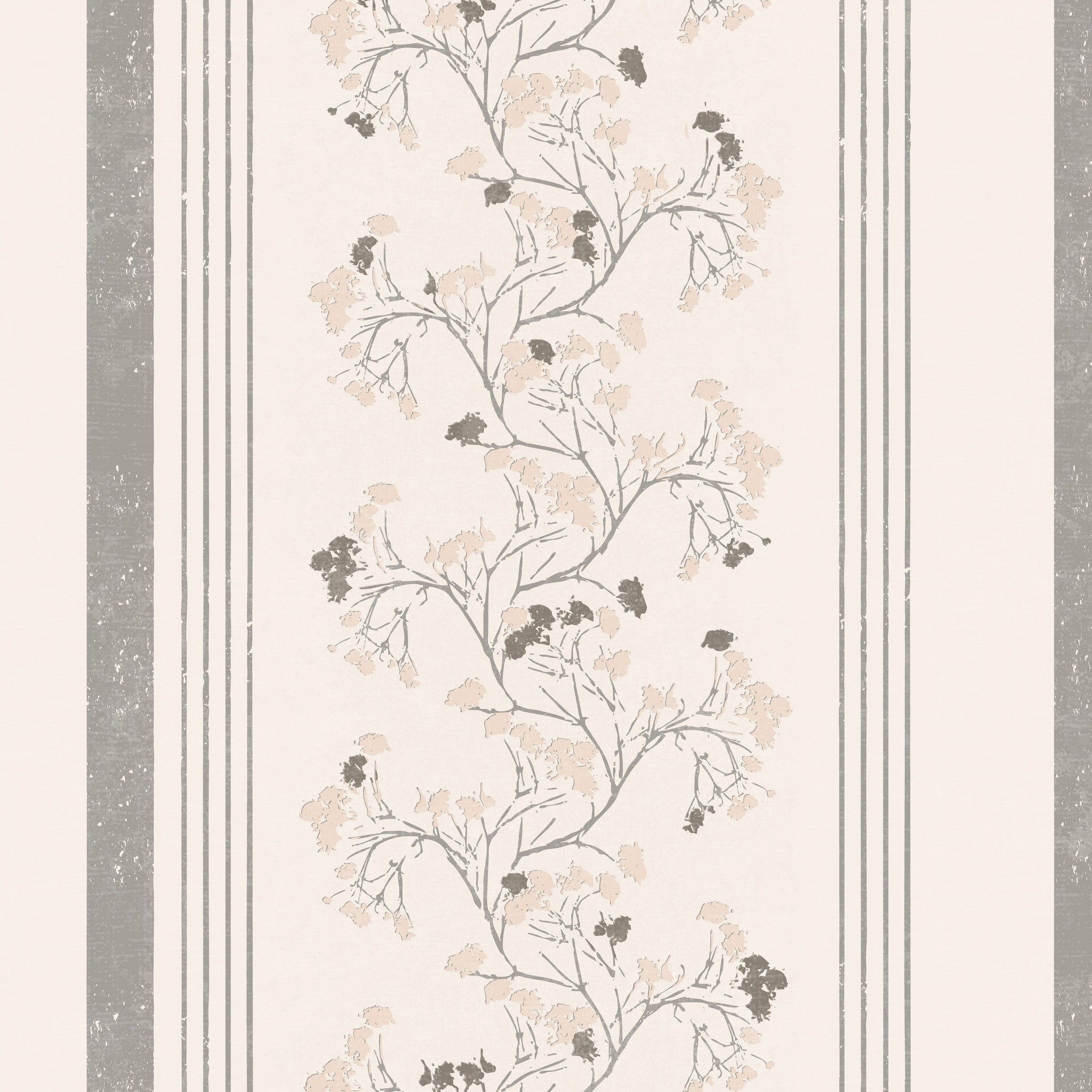 Pink slate floral stripe wallpaper with vintage botanical design