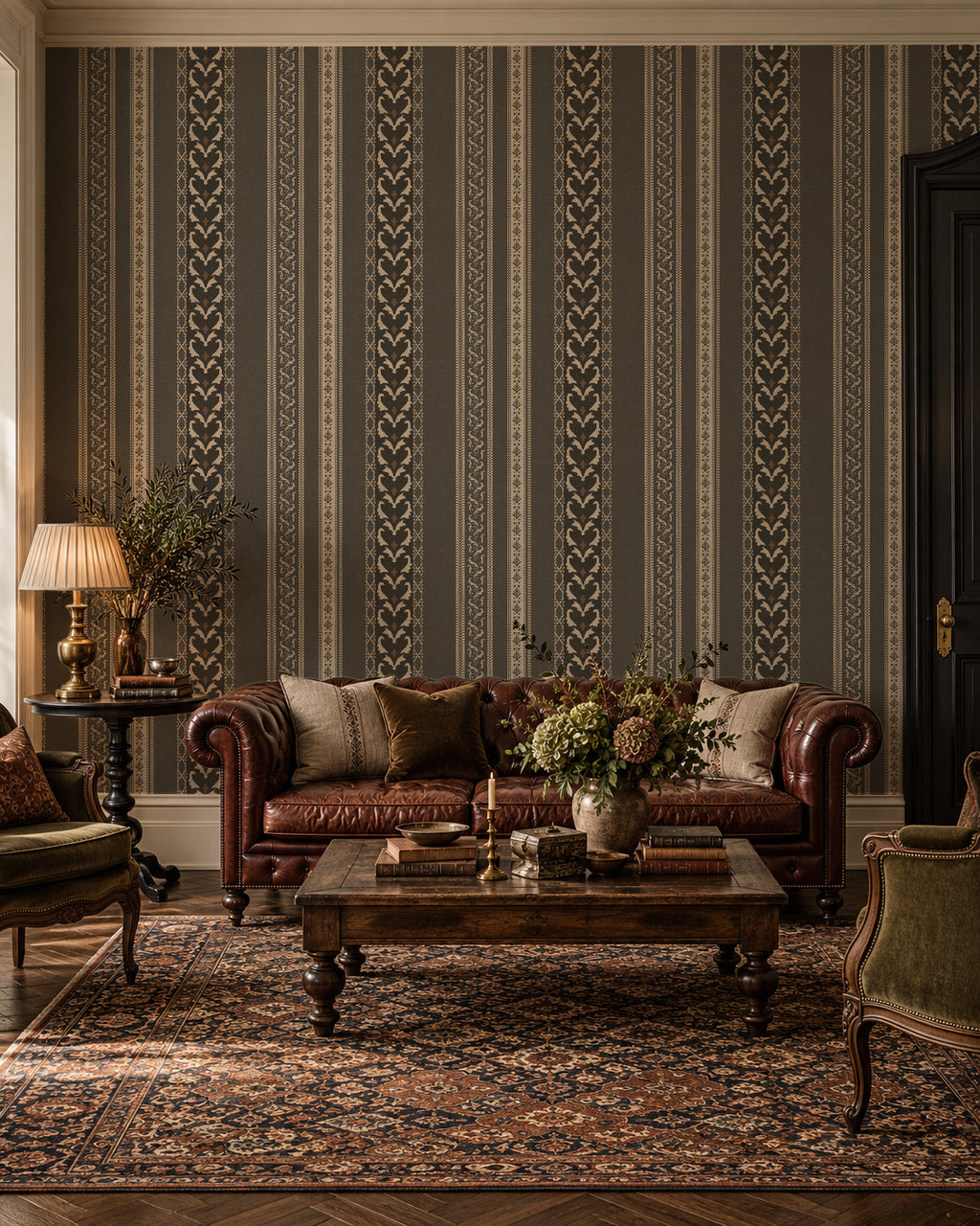 Verona | Vintage Ornamental Stripe Charcoal