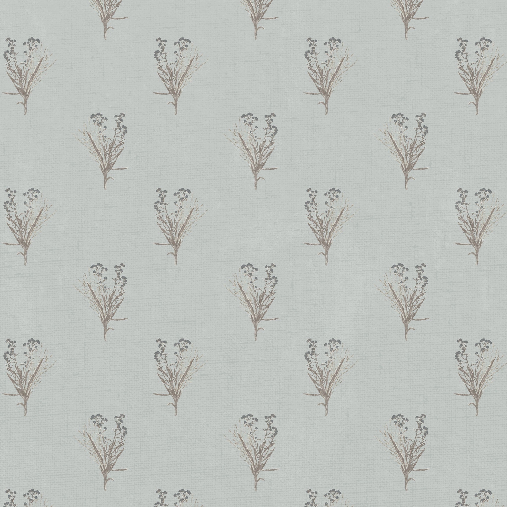 Wildflower bouquet wallpaper in soft blue with delicate botanical motifs.
